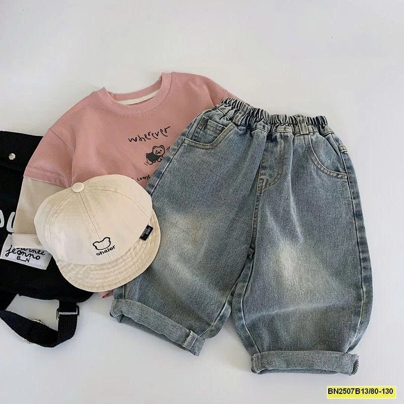 QUẦN JEAN TÚI GẤU BẠC MÀU