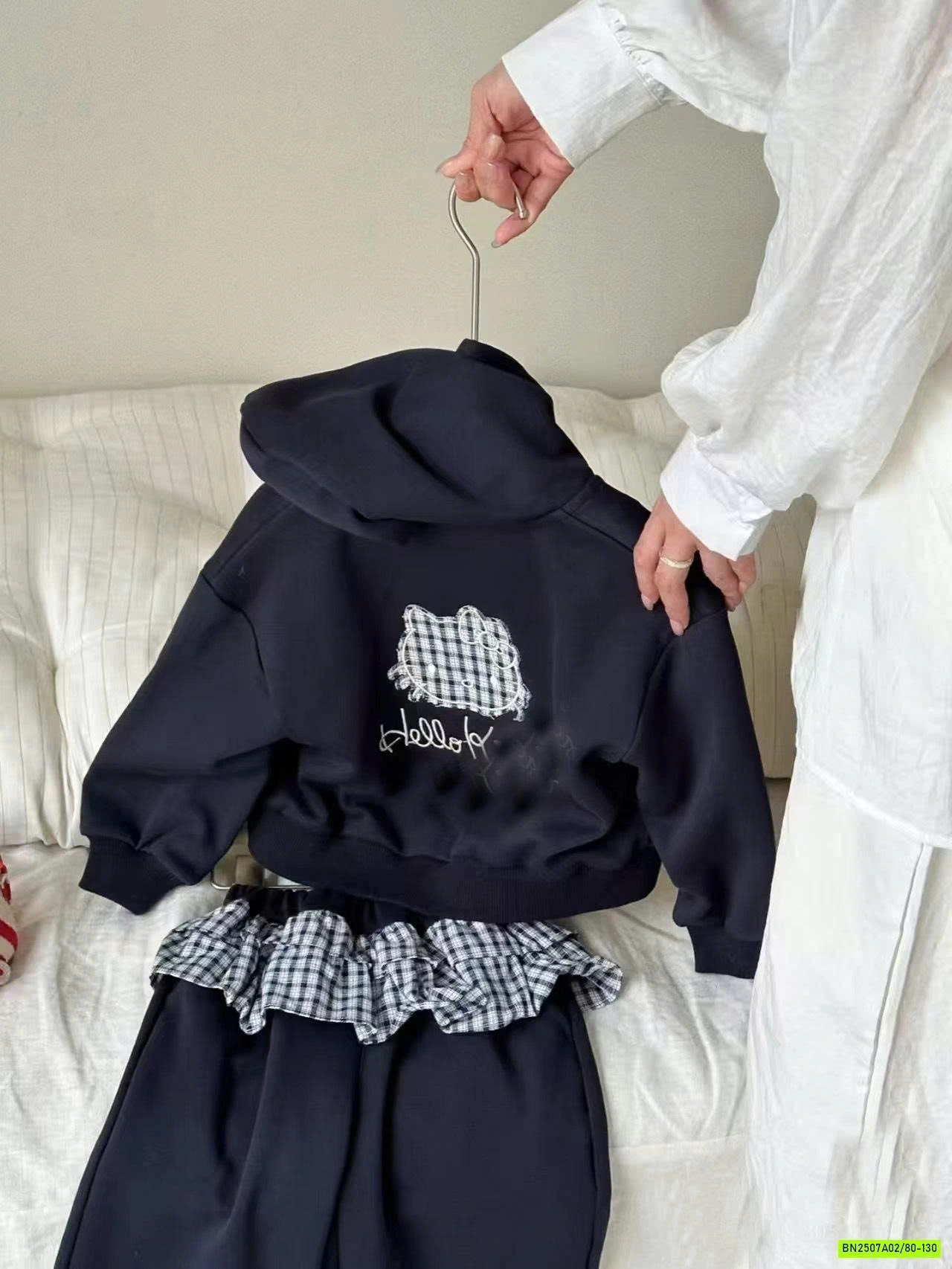 SÉT NỈ ÁO KHOÁC KITTY XANH