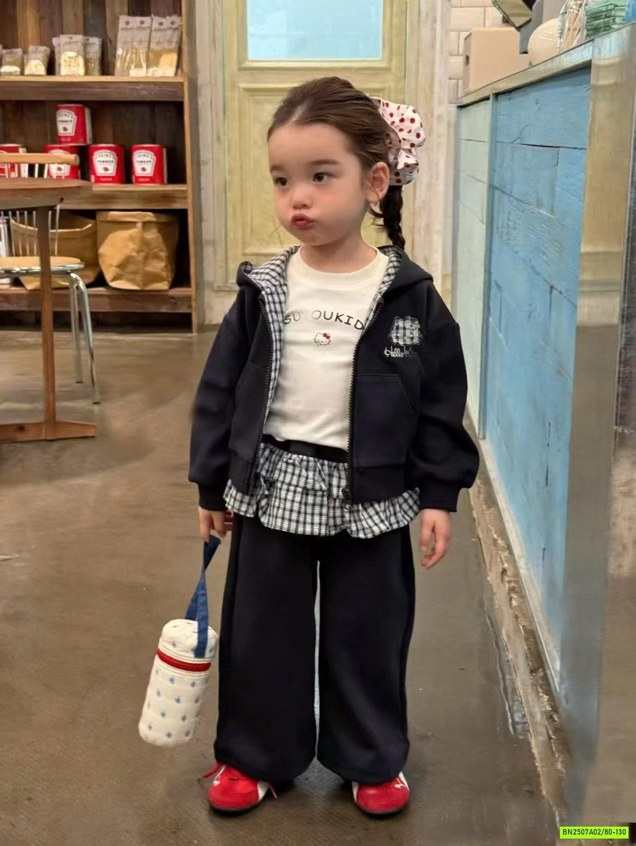 SÉT NỈ ÁO KHOÁC KITTY XANH