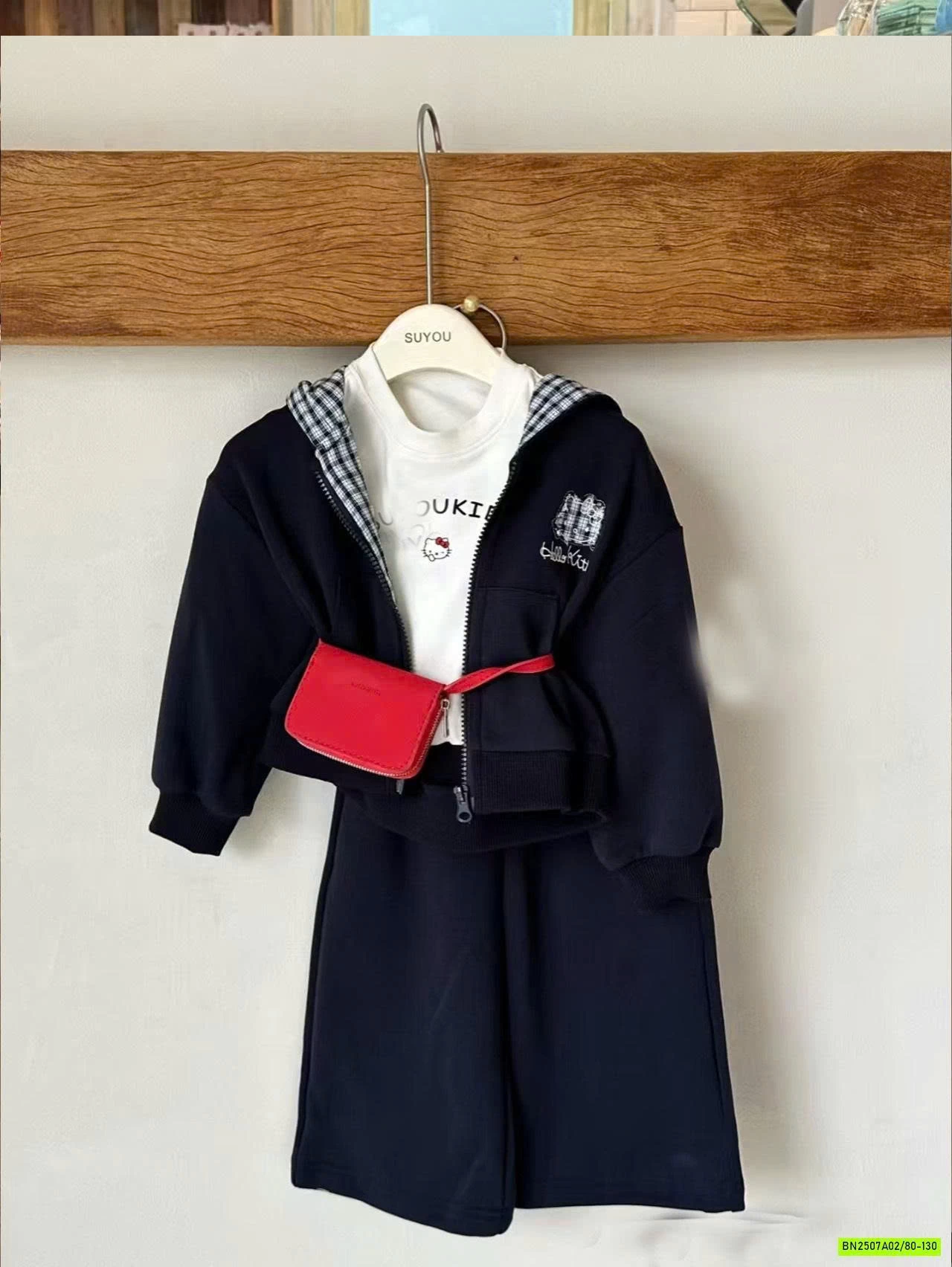 SÉT NỈ ÁO KHOÁC KITTY XANH