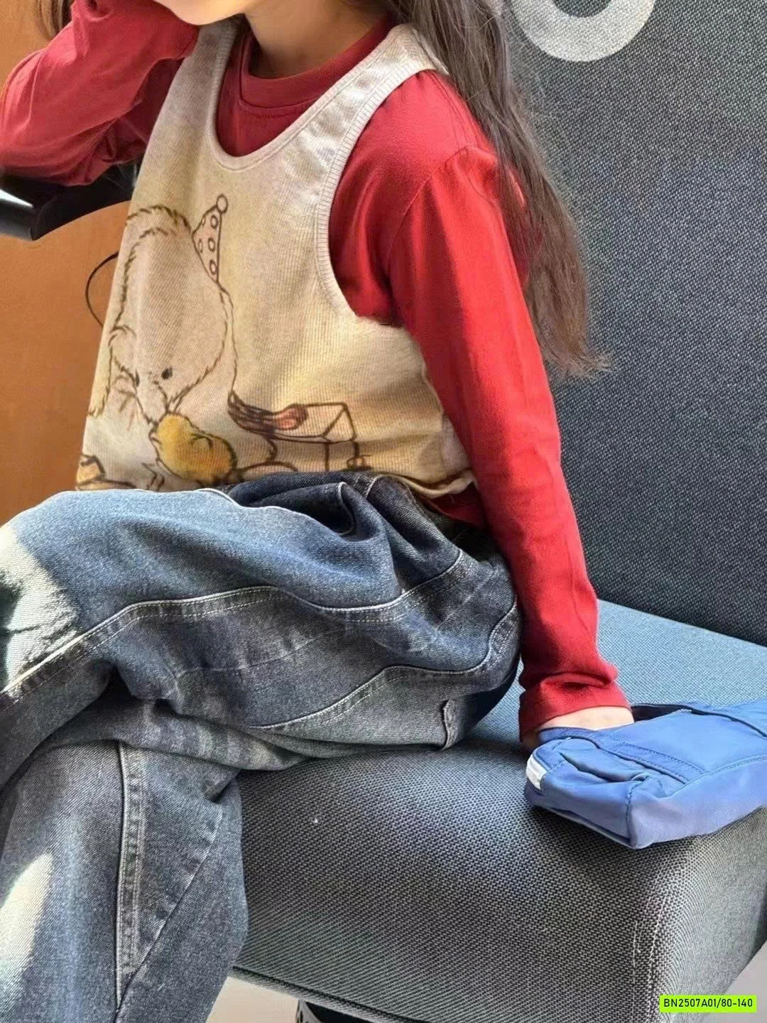 ÁO ĐỎ 2 LỚP MIX QUẦN JEANS SUÔNG