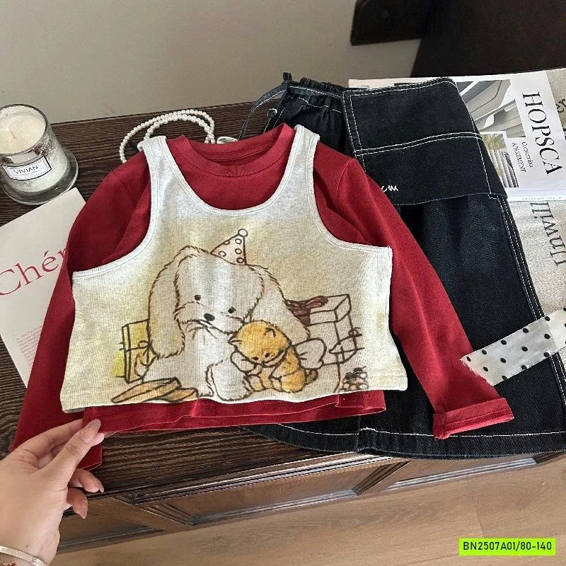 ÁO ĐỎ 2 LỚP MIX QUẦN JEANS SUÔNG