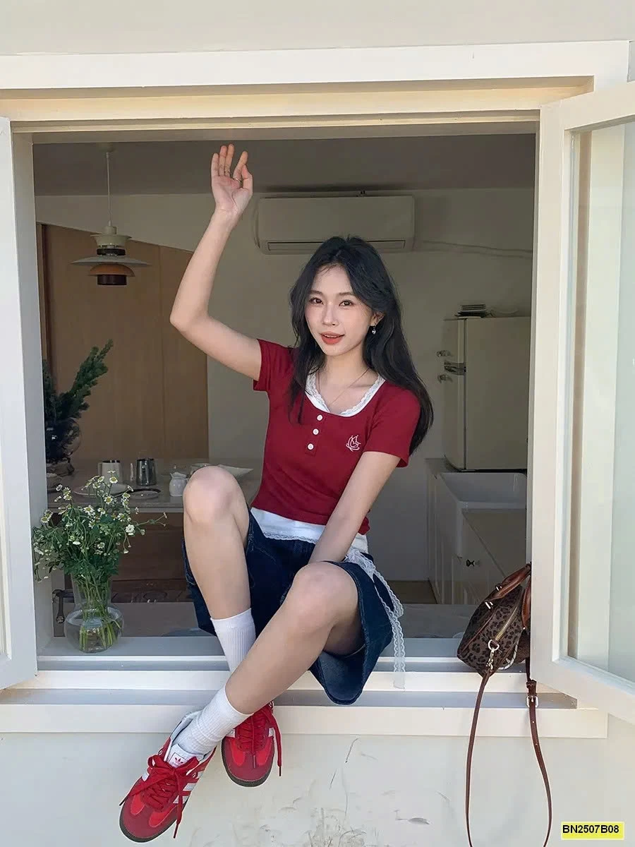 ÁO ĐỎ GIẢ 2 LỚP CÚC NGỰC