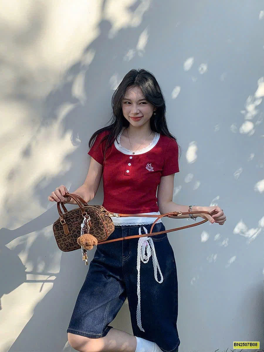 ÁO ĐỎ GIẢ 2 LỚP CÚC NGỰC