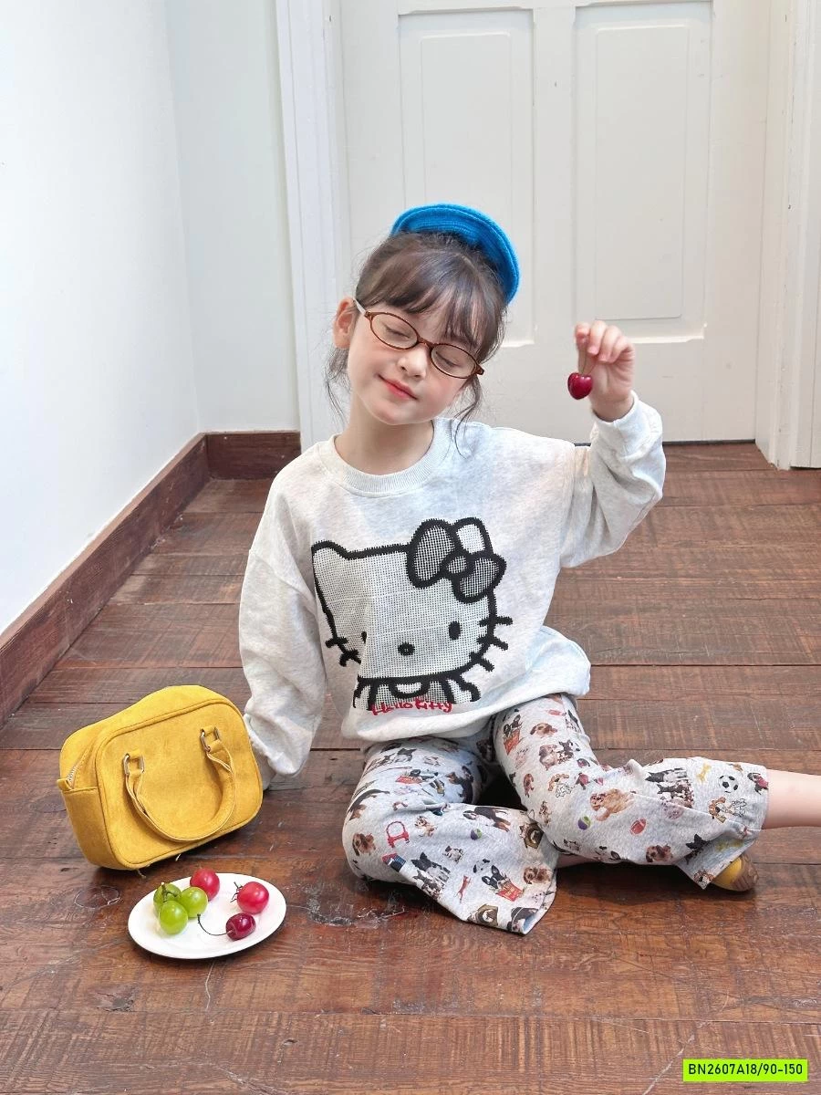 SÉT ÁO NỈ MIX QUẦN LOE KITTY