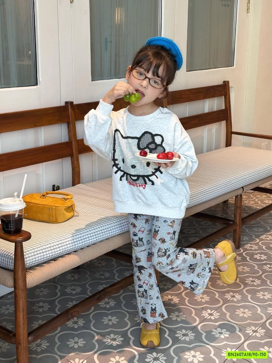 SÉT ÁO NỈ MIX QUẦN LOE KITTY