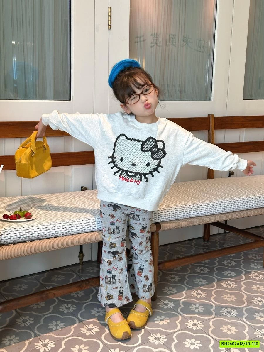 SÉT ÁO NỈ MIX QUẦN LOE KITTY