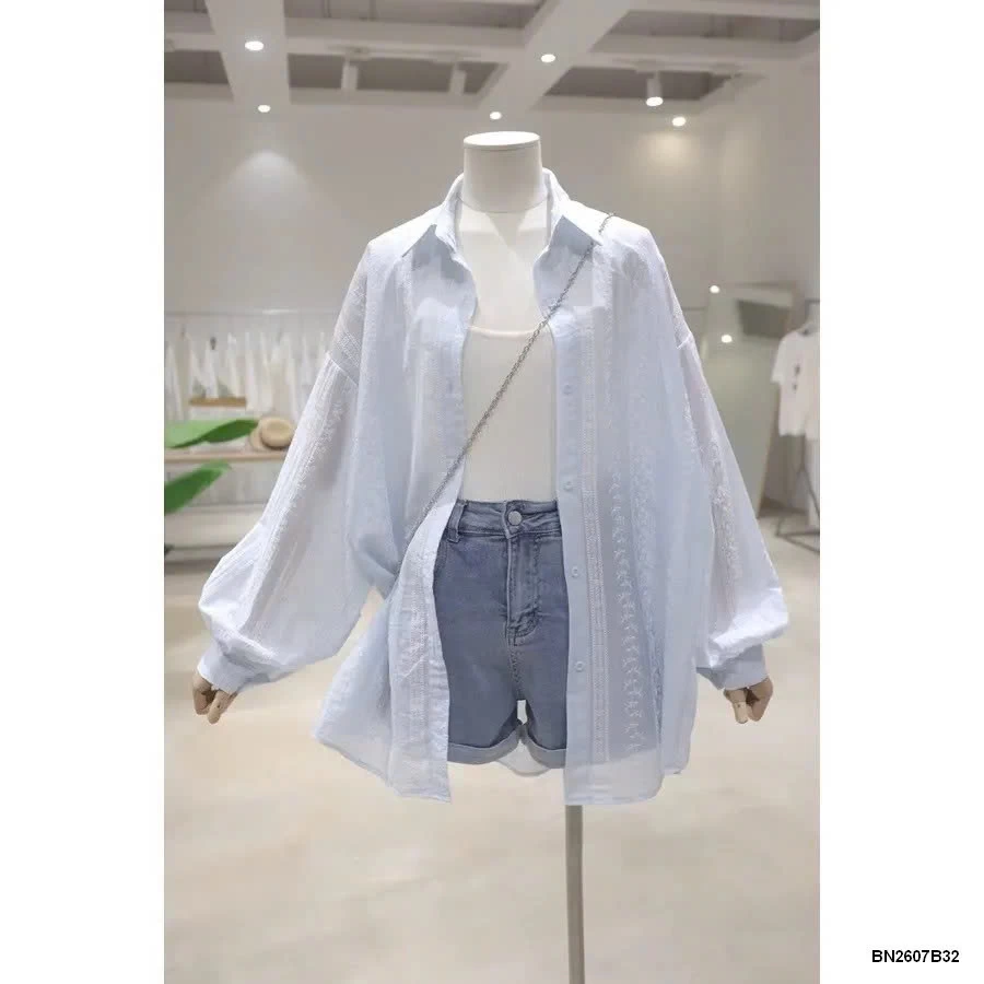 ÁO SƠ MI MỎNG THÊU HOA