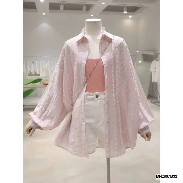 ÁO SƠ MI MỎNG THÊU HOA