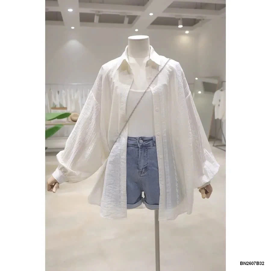 ÁO SƠ MI MỎNG THÊU HOA