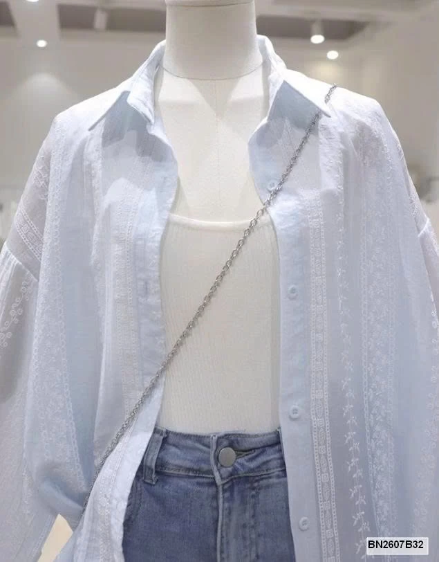 ÁO SƠ MI MỎNG THÊU HOA