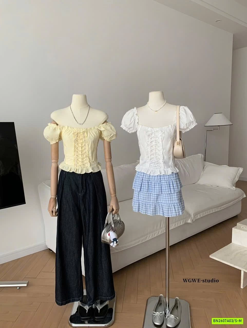 SƠ MI TAY BỒNG CỔ VUÔNG WGWE