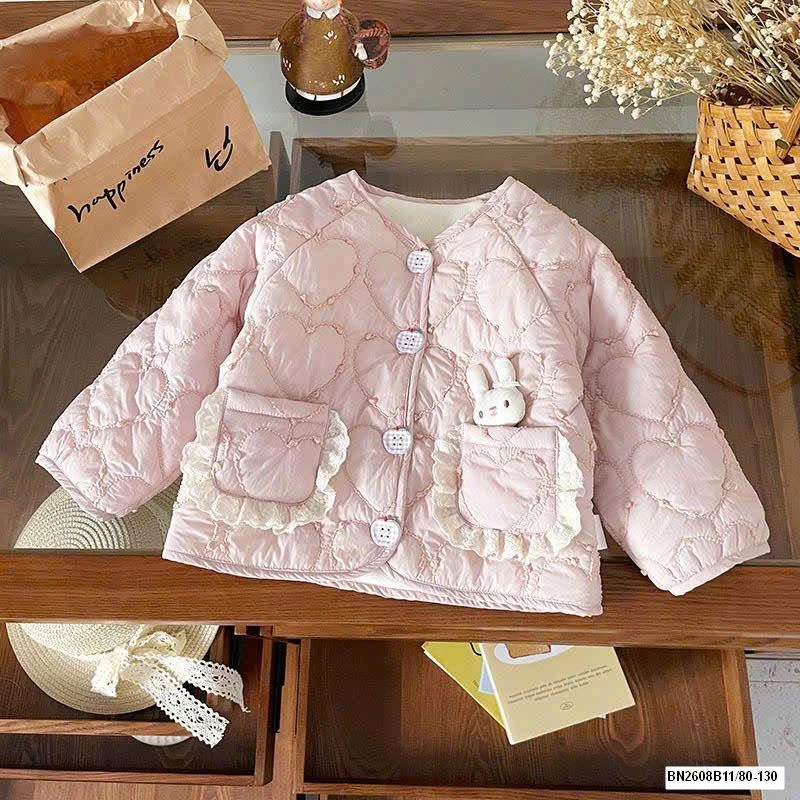 ÁO KHOÁC THỎ HỒNG LÓT LÔNG