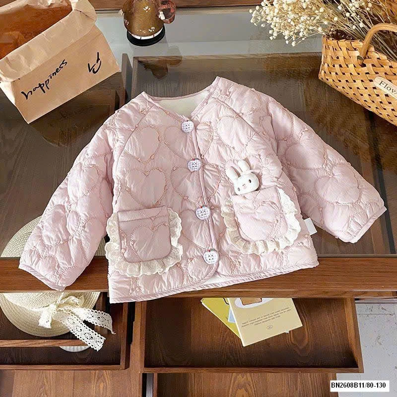 ÁO KHOÁC THỎ HỒNG LÓT LÔNG