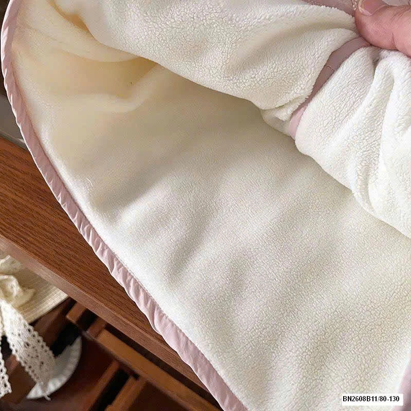 ÁO KHOÁC THỎ HỒNG LÓT LÔNG