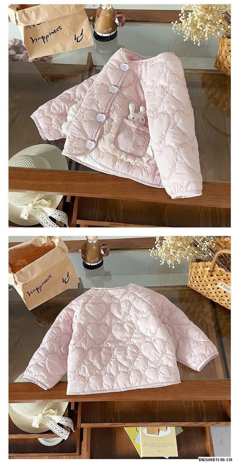 ÁO KHOÁC THỎ HỒNG LÓT LÔNG