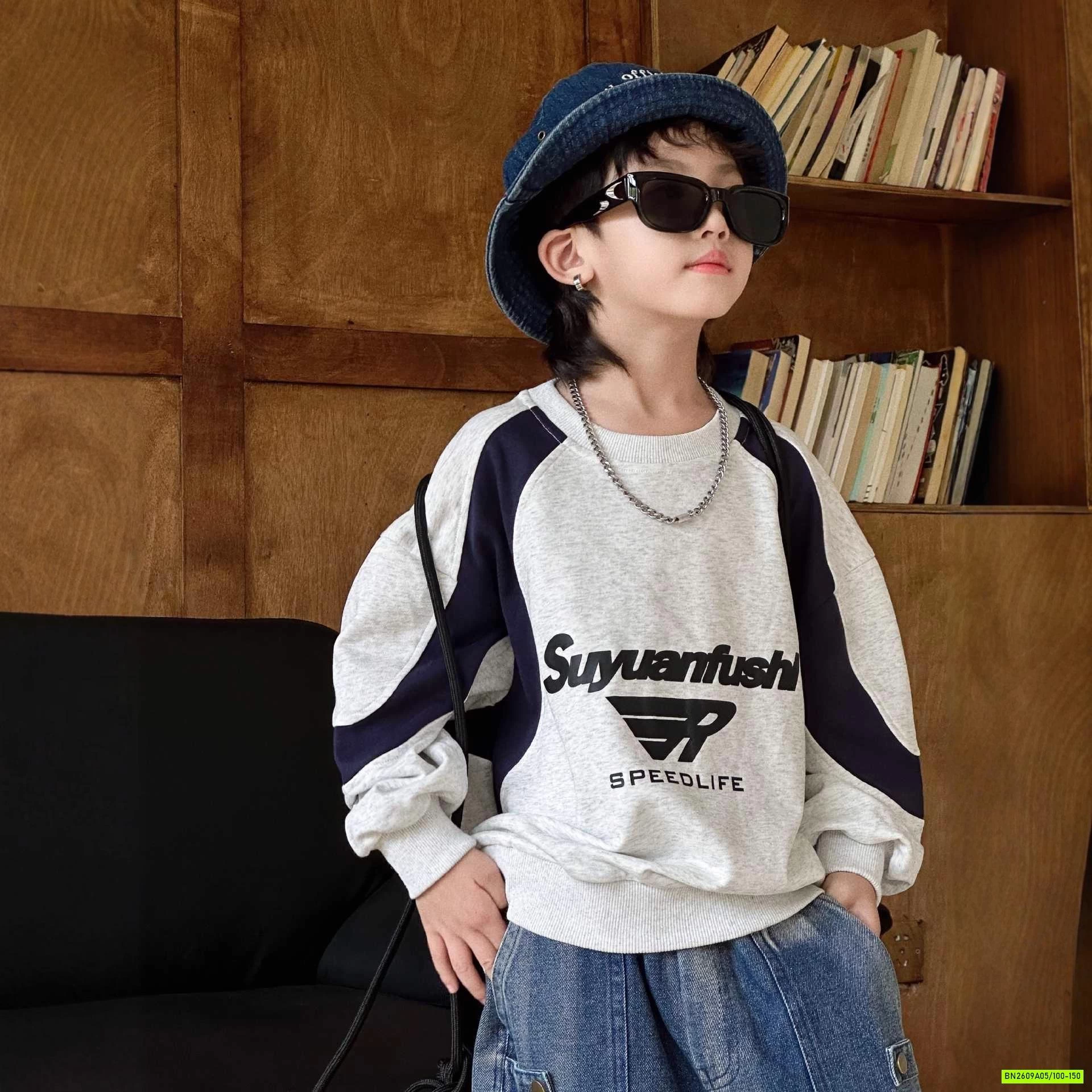 ÁO NỈ XÁM PHỐI VIỀN TAY