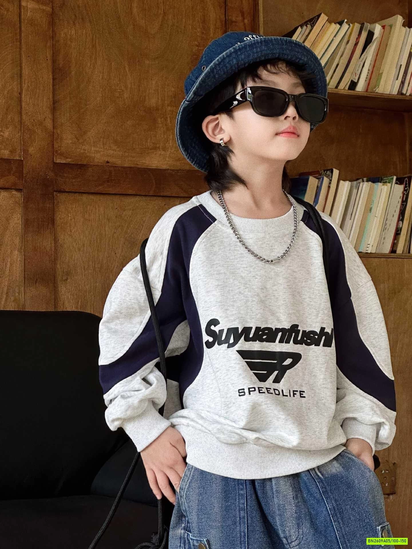 ÁO NỈ XÁM PHỐI VIỀN TAY