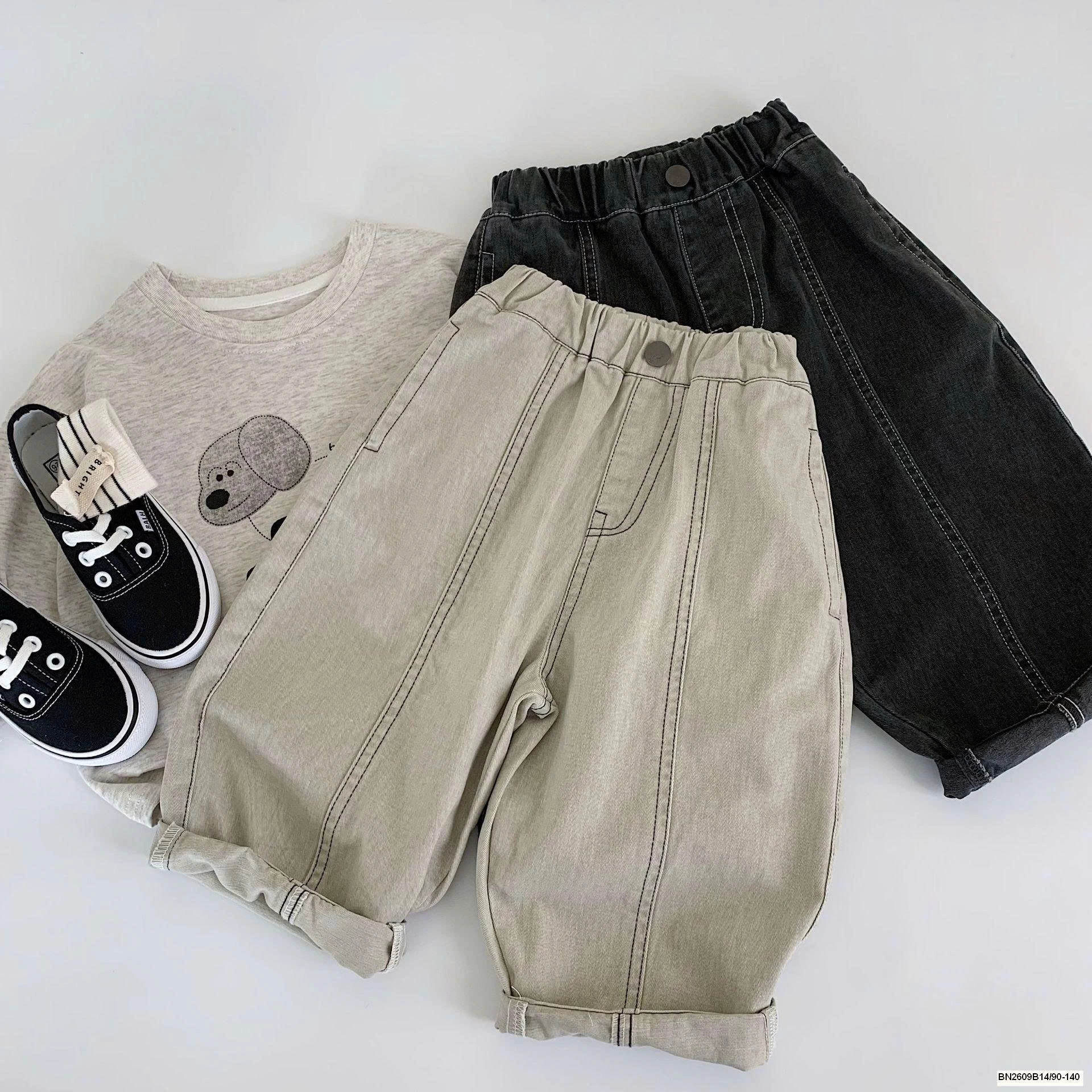 QUẦN CHỈ NỔI CẠP CHUN DÁNG RỘNG CHO BÉ TRAI