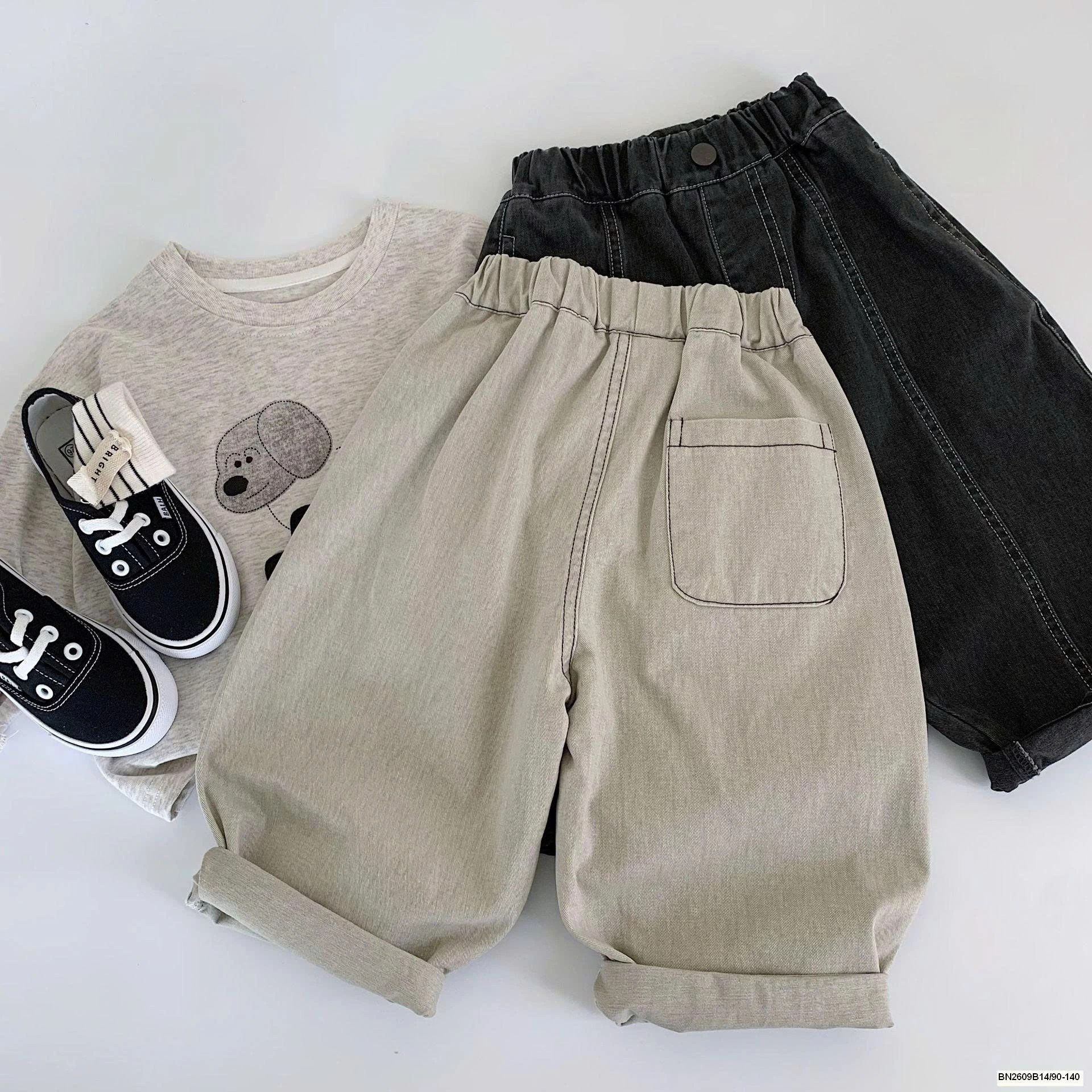 QUẦN CHỈ NỔI CẠP CHUN DÁNG RỘNG CHO BÉ TRAI