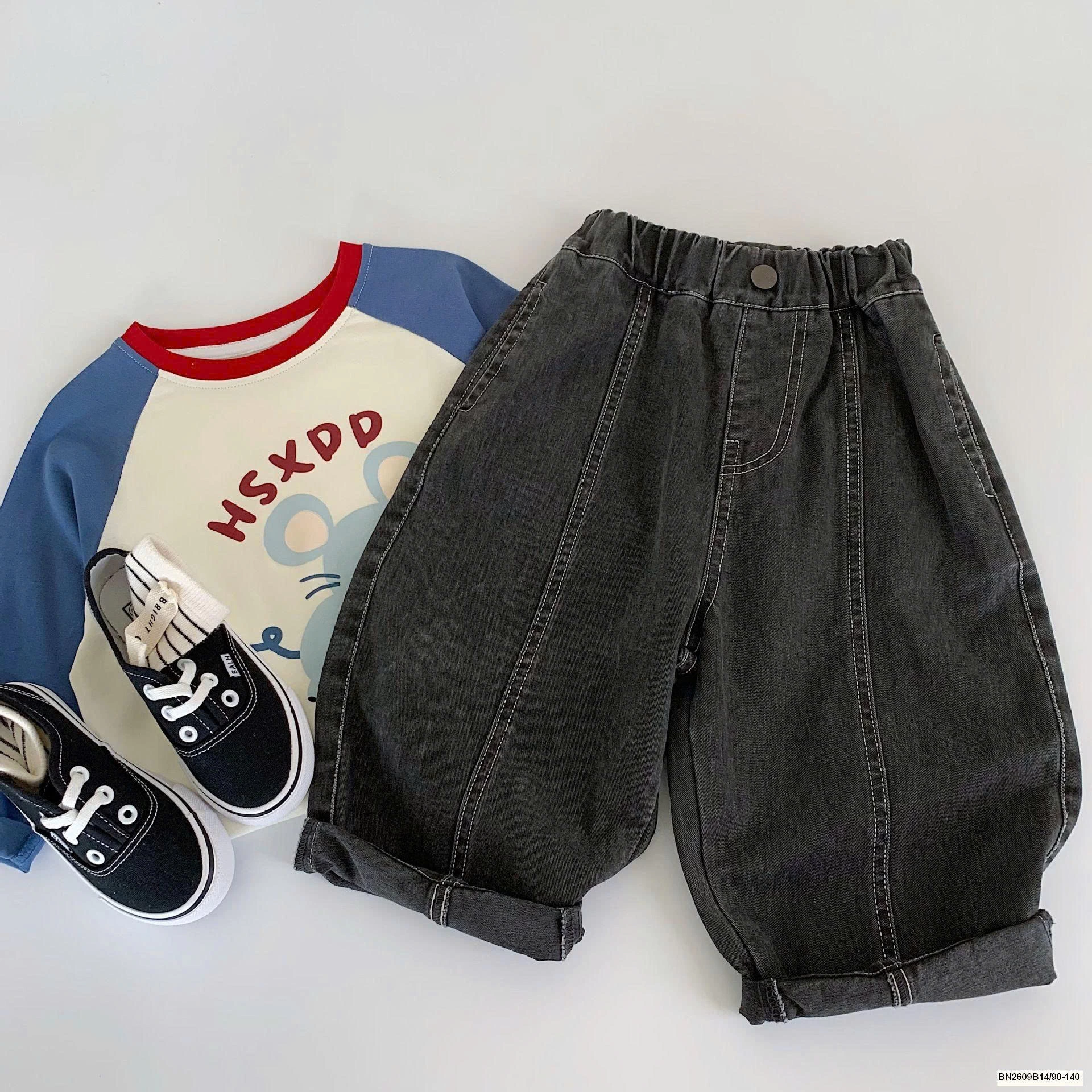 QUẦN CHỈ NỔI CẠP CHUN DÁNG RỘNG CHO BÉ TRAI