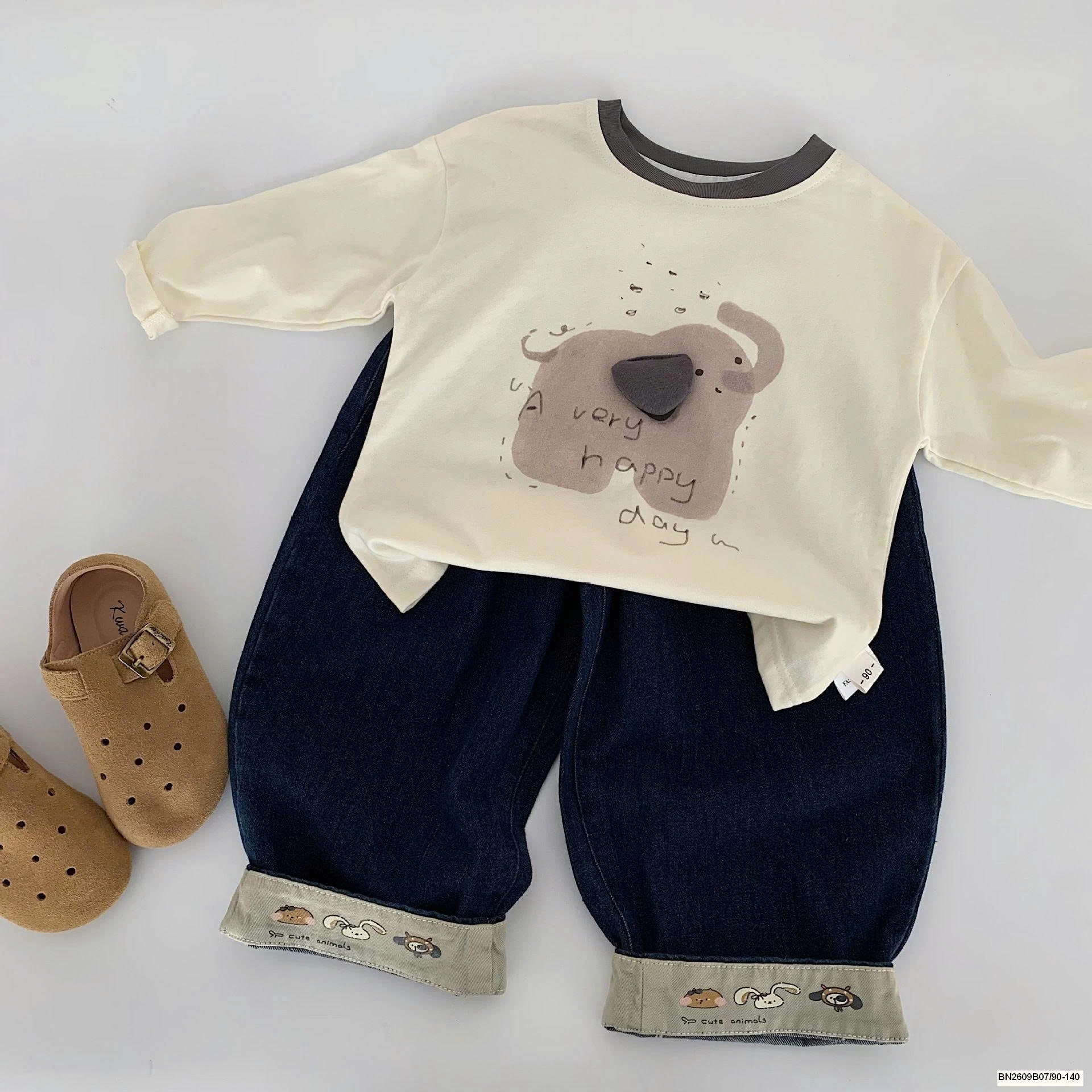 SET ÁO THUN MIX QUẦN JEAN IN CÚN