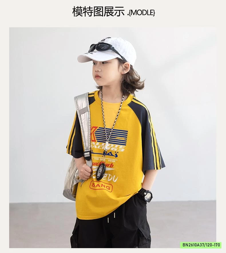 ÁO THUN VÀNG PHỐI TAY SỌC VAI