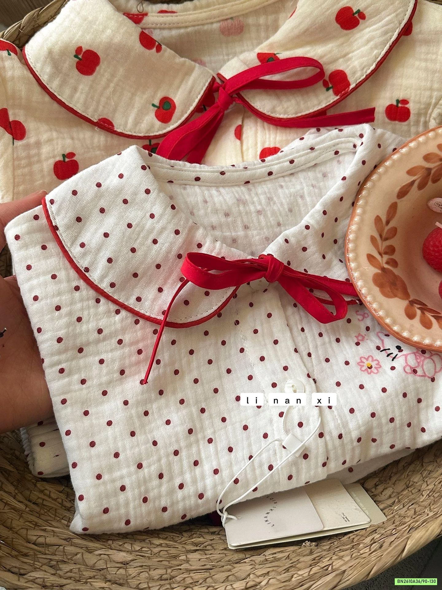 PIZAMA XÔ ĐŨI CỔ SEN LINANXI KITTY