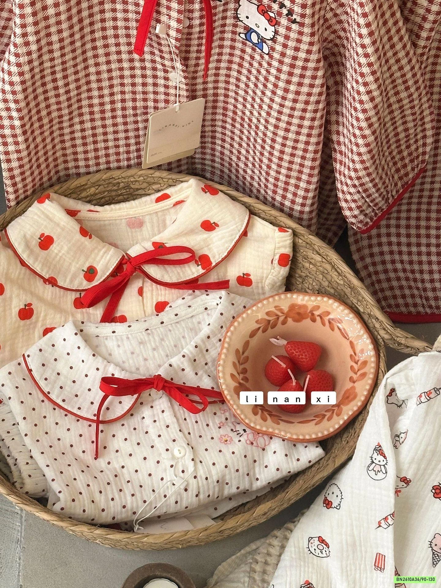 PIZAMA XÔ ĐŨI CỔ SEN LINANXI KITTY