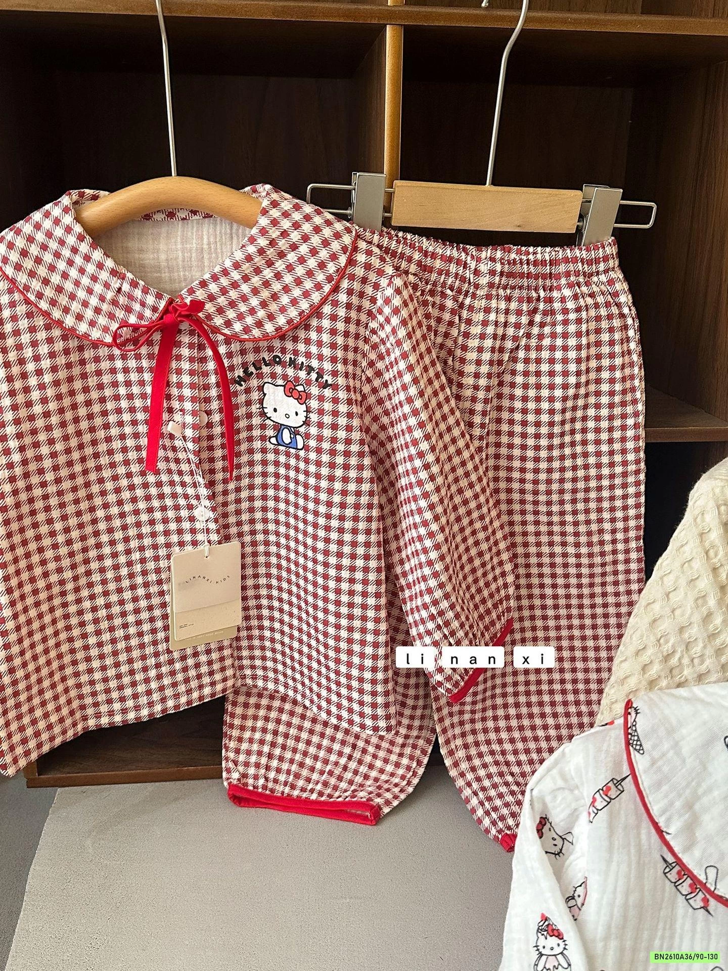 PIZAMA XÔ ĐŨI CỔ SEN LINANXI KITTY