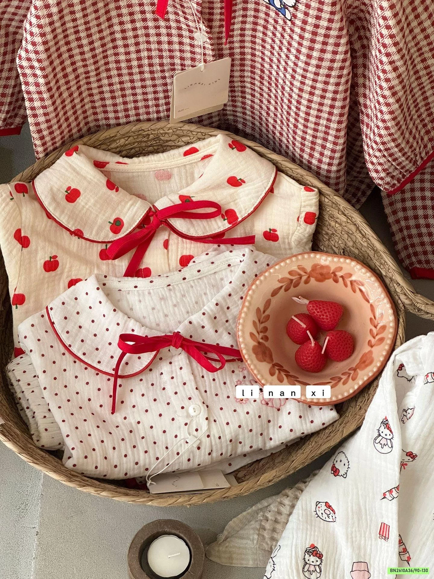 PIZAMA XÔ ĐŨI CỔ SEN LINANXI KITTY