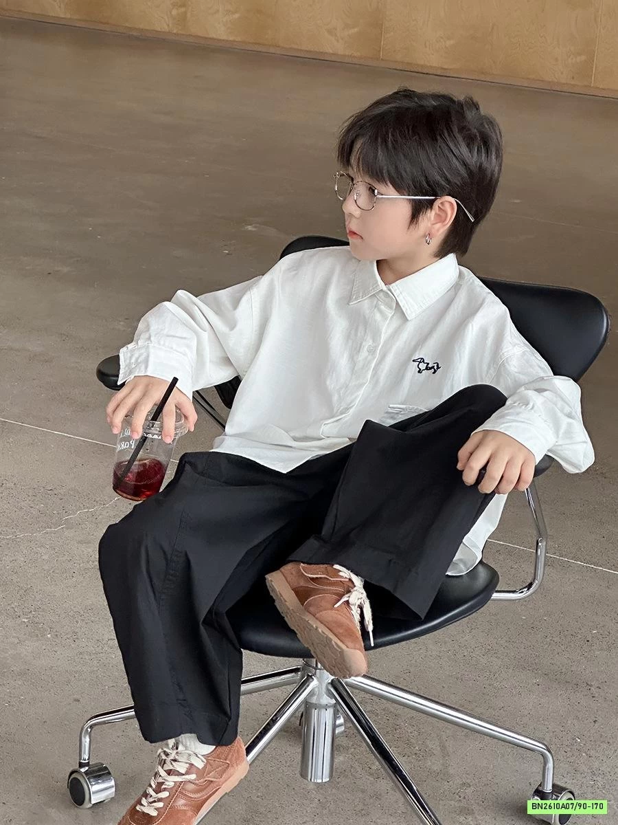 SƠ MI DÀI TAY THÊU LOGO 25F162 AMBB