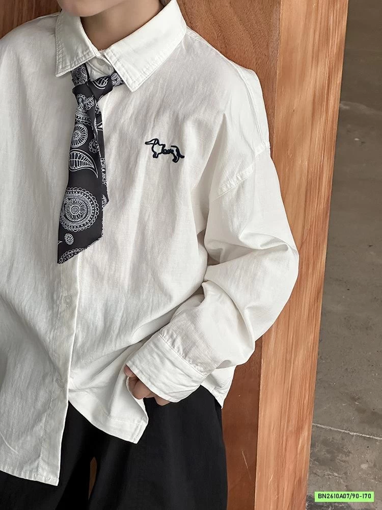 SƠ MI DÀI TAY THÊU LOGO 25F162 AMBB