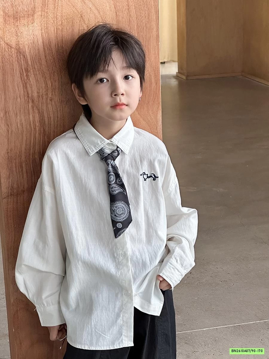 SƠ MI DÀI TAY THÊU LOGO 25F162 AMBB