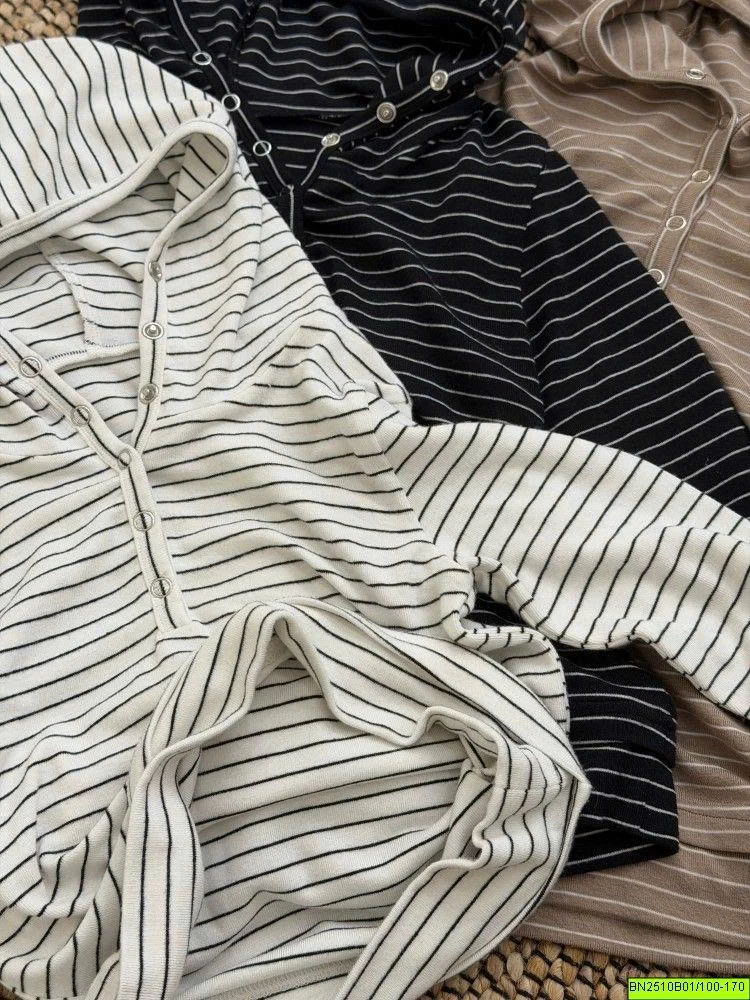 ÁO HOODIE COTOTN KẺ NGANG AMBB 26E158