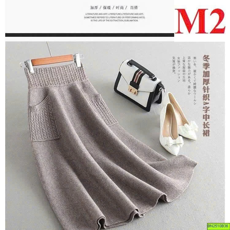 CHÂN VÁY LEN NỮ 2 TÚI TRƯỚC