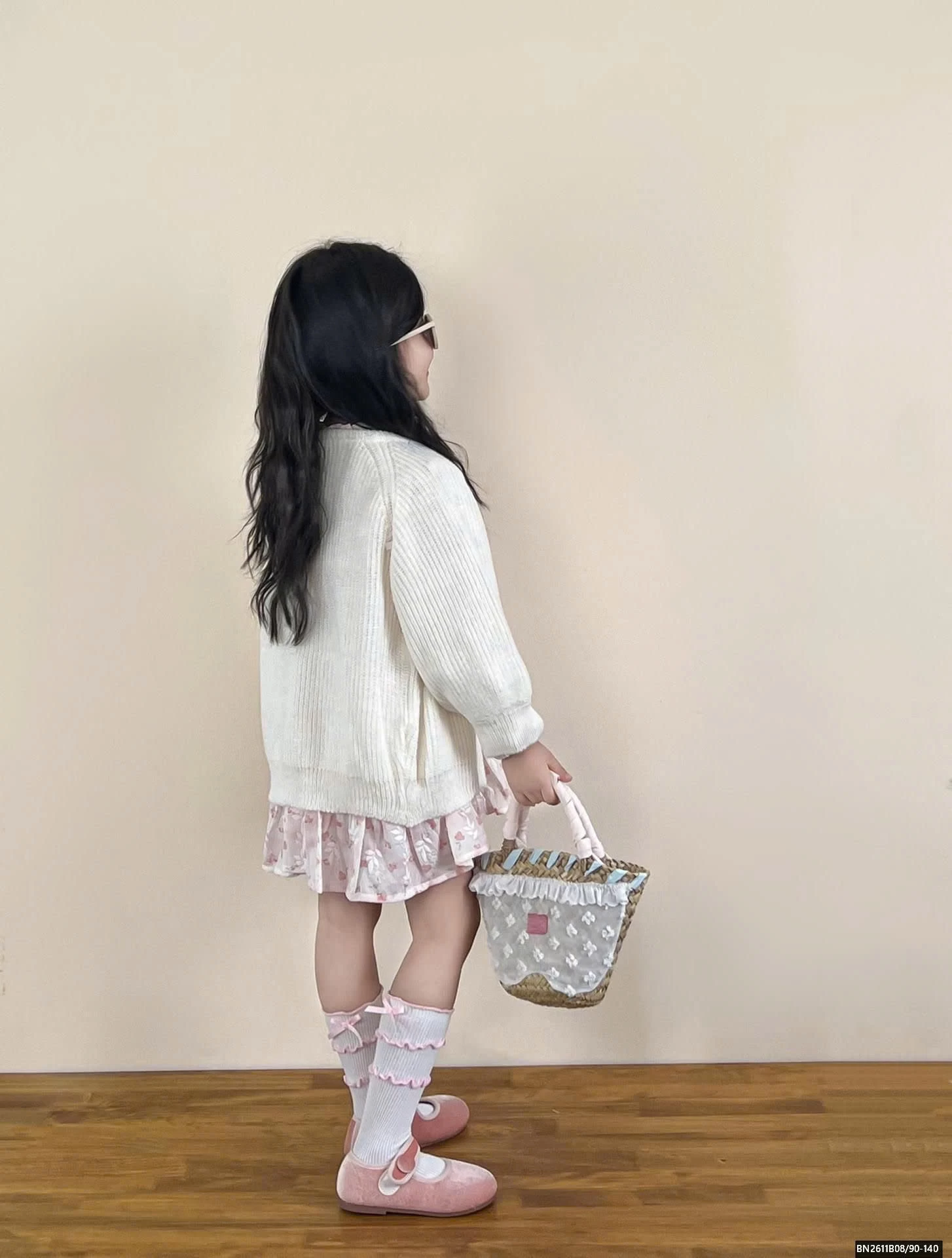 SÉT ÁO KHOÁC LEN MIX ĐẦM HOA HỒNG