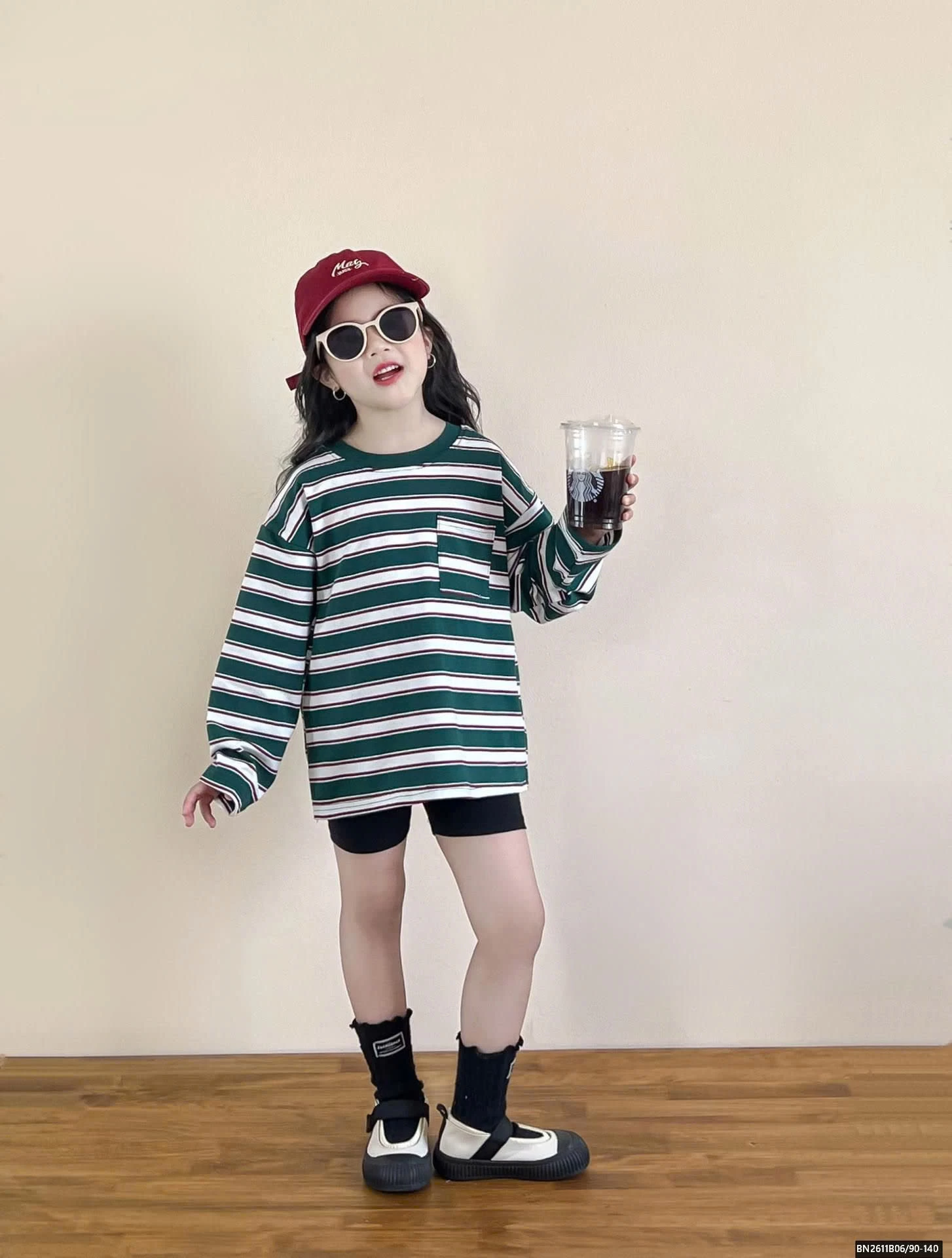 ÁO THUN KẺ NGANG MIX QUẦN LEGING ĐÙI