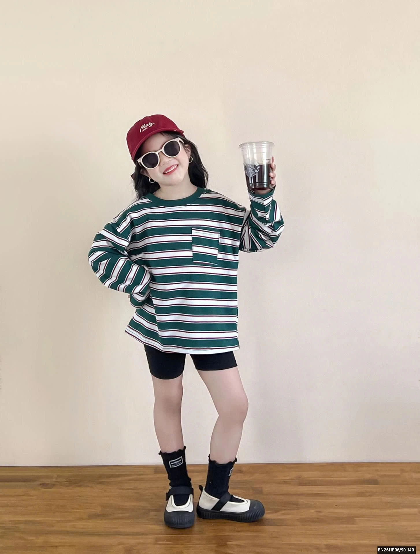 ÁO THUN KẺ NGANG MIX QUẦN LEGING ĐÙI