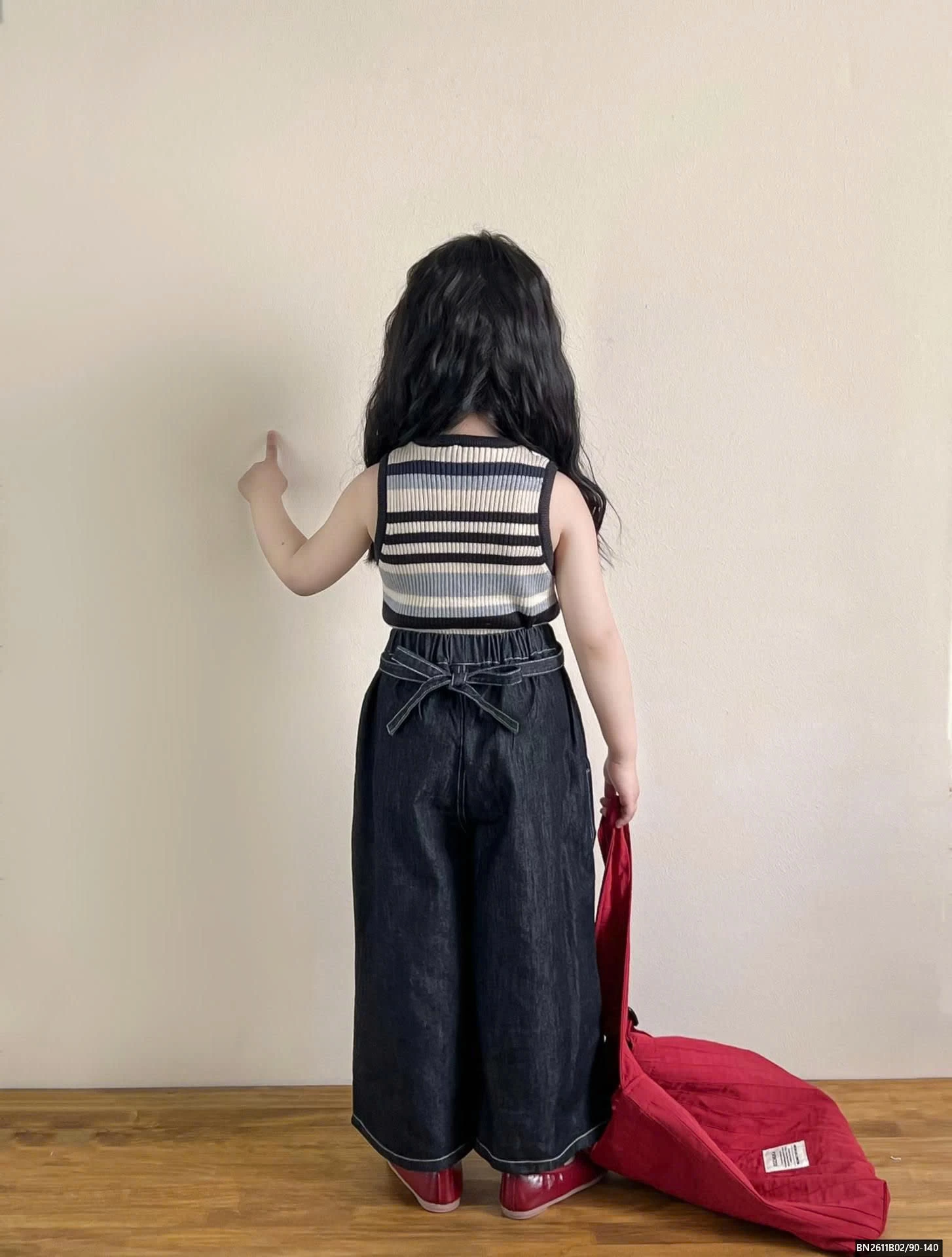 SÉT ÁO LEN KẺ MIX QUẦN ỐNG RỘNG 3 CHI TIẾT