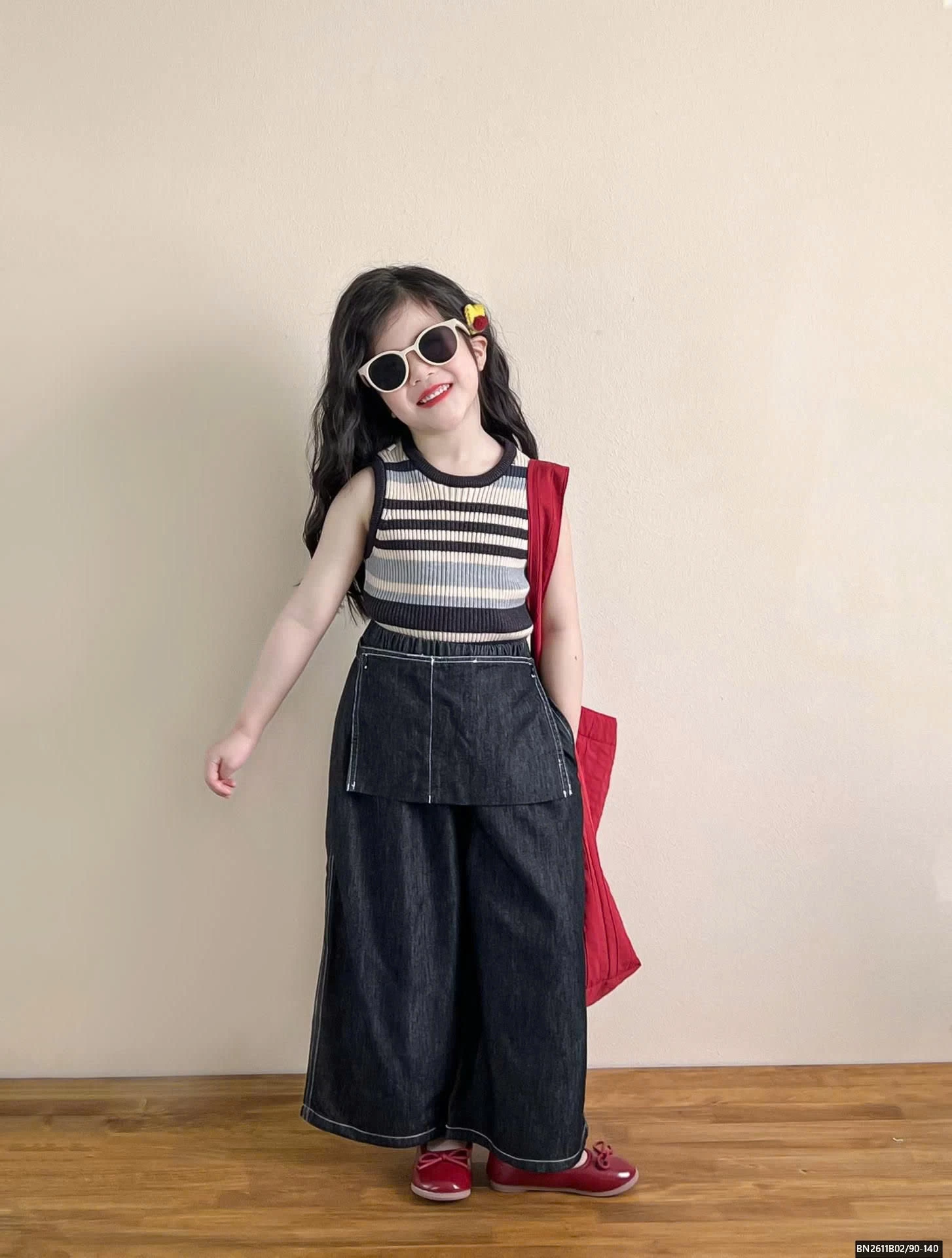 SÉT ÁO LEN KẺ MIX QUẦN ỐNG RỘNG 3 CHI TIẾT