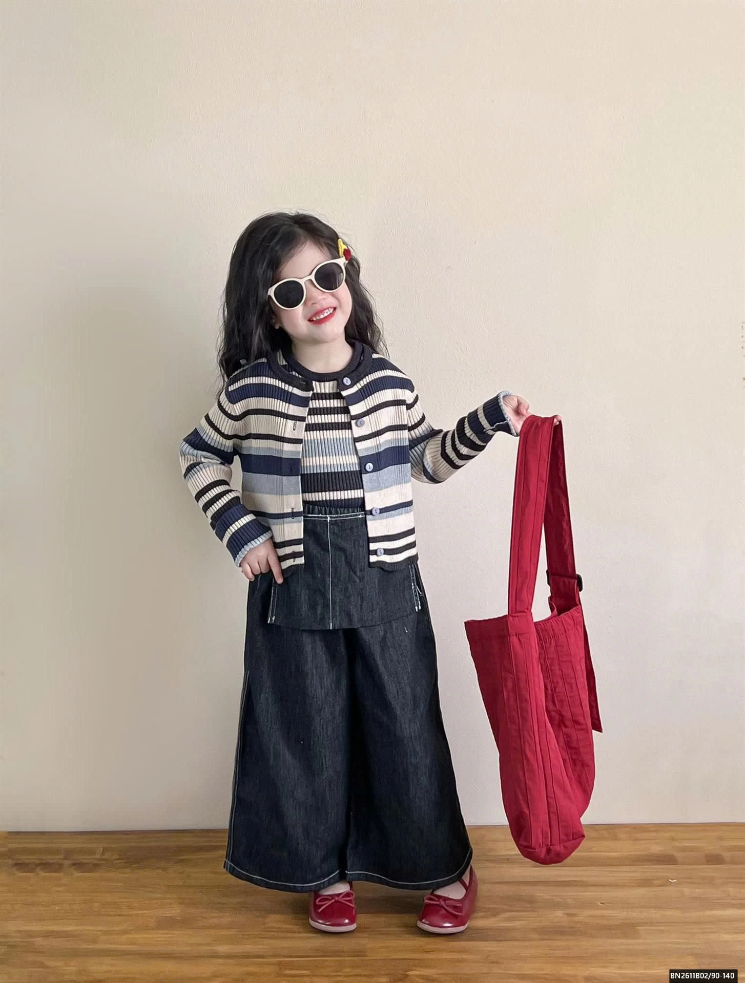 SÉT ÁO LEN KẺ MIX QUẦN ỐNG RỘNG 3 CHI TIẾT