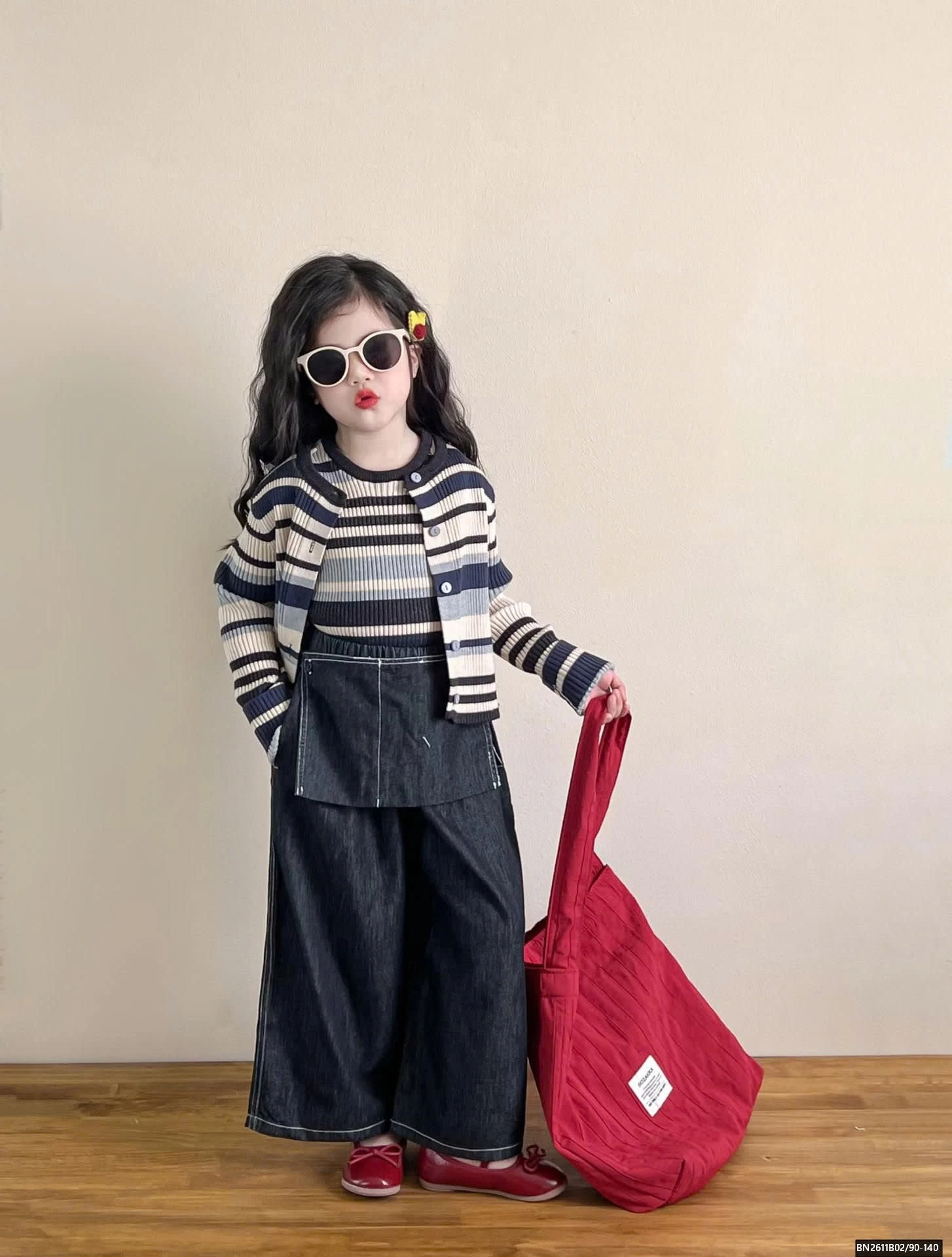 SÉT ÁO LEN KẺ MIX QUẦN ỐNG RỘNG 3 CHI TIẾT