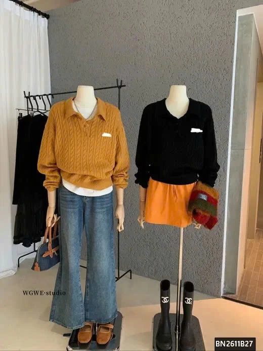 ÁO LEN CỔ POLO THÊU CÚN WGWE