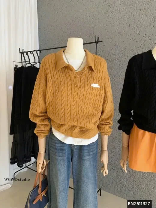 ÁO LEN CỔ POLO THÊU CÚN WGWE