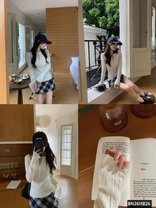 ÁO LEN GÂN CỔ KHUY WGWE