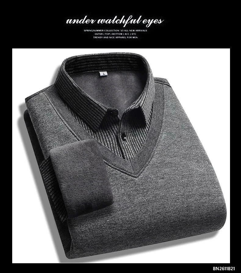 ÁO LEN NAM CỔ SƠ MI LÓT LÔNG SIÊU ẤM