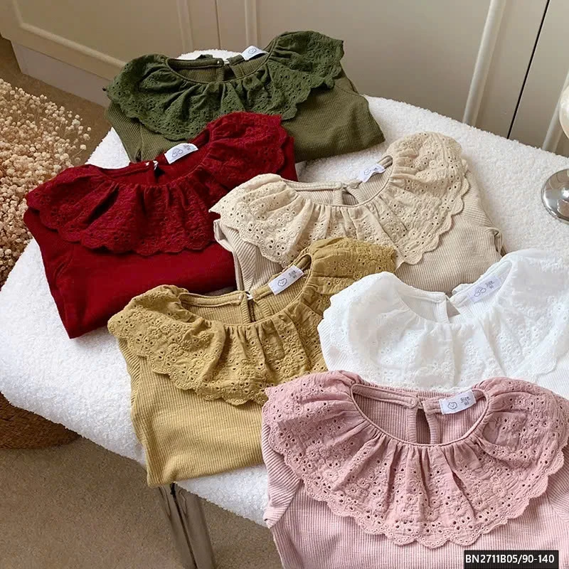 ÁO THUN DÀI TAY PHỐI REN CỔ BG