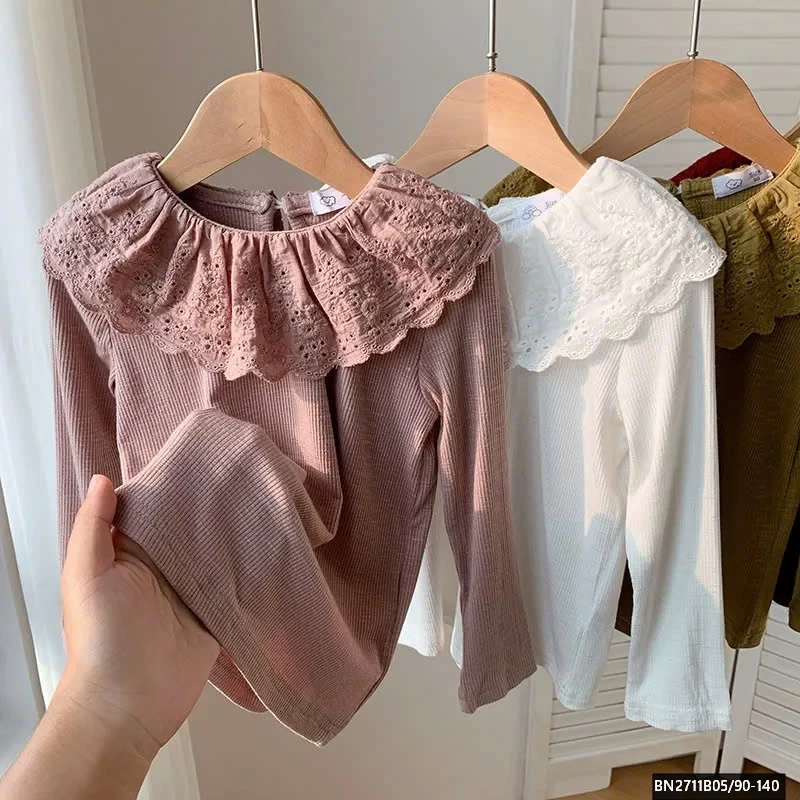 ÁO THUN DÀI TAY PHỐI REN CỔ BG