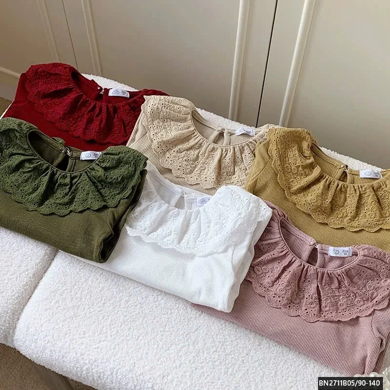 ÁO THUN DÀI TAY PHỐI REN CỔ BG